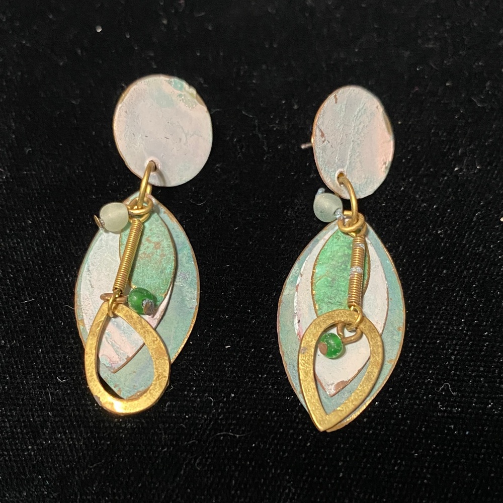 Elegant Gold and Green Dangle Earrings